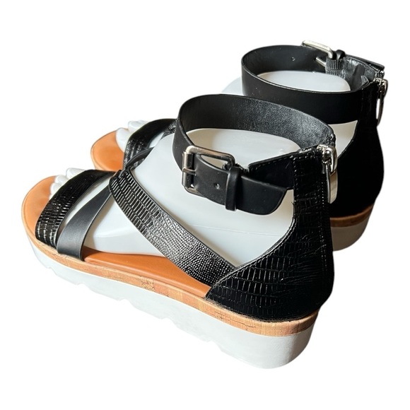 Nine West Black Reptile Print Ankle Sandals Size 7.5M - Picture 6 of 11